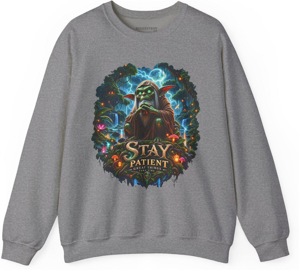 Patient Goblin - Crewneck Sweatshirt in Graphite Heather, front view