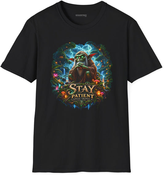 Patient Goblin - Softstyle T-Shirt in Black, front view