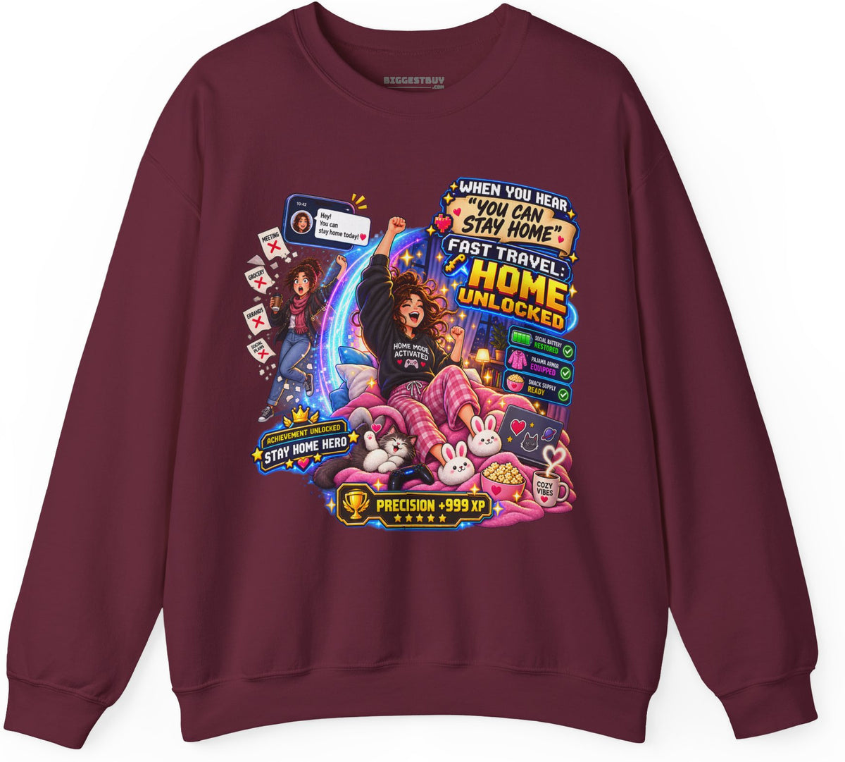 Quarantine Vibe - Crewneck Sweatshirt in Maroon, front view