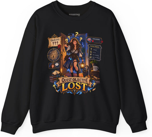 Quest Lost - Crewneck Sweatshirt in Black, front view