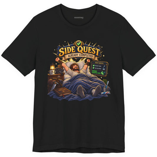 Quest Slumber - Classic Jersey Tee in Black, front view