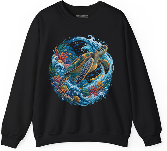 Sea Serenade - Crewneck Sweatshirt in Black, front view