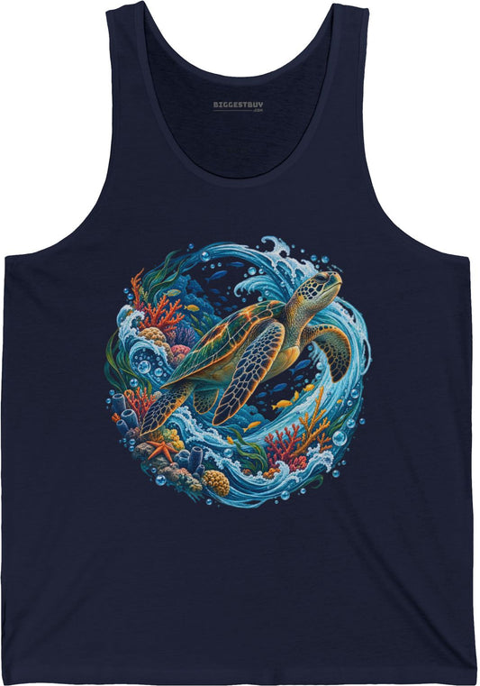 Sea Serenade - Jersey Tank Top in Navy, front view