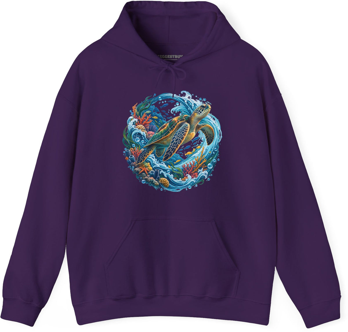 Sea Serenade - Pullover Hoodie in Purple, front view
