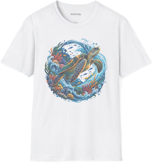 Sea Serenade - Softstyle T-Shirt in White, front view