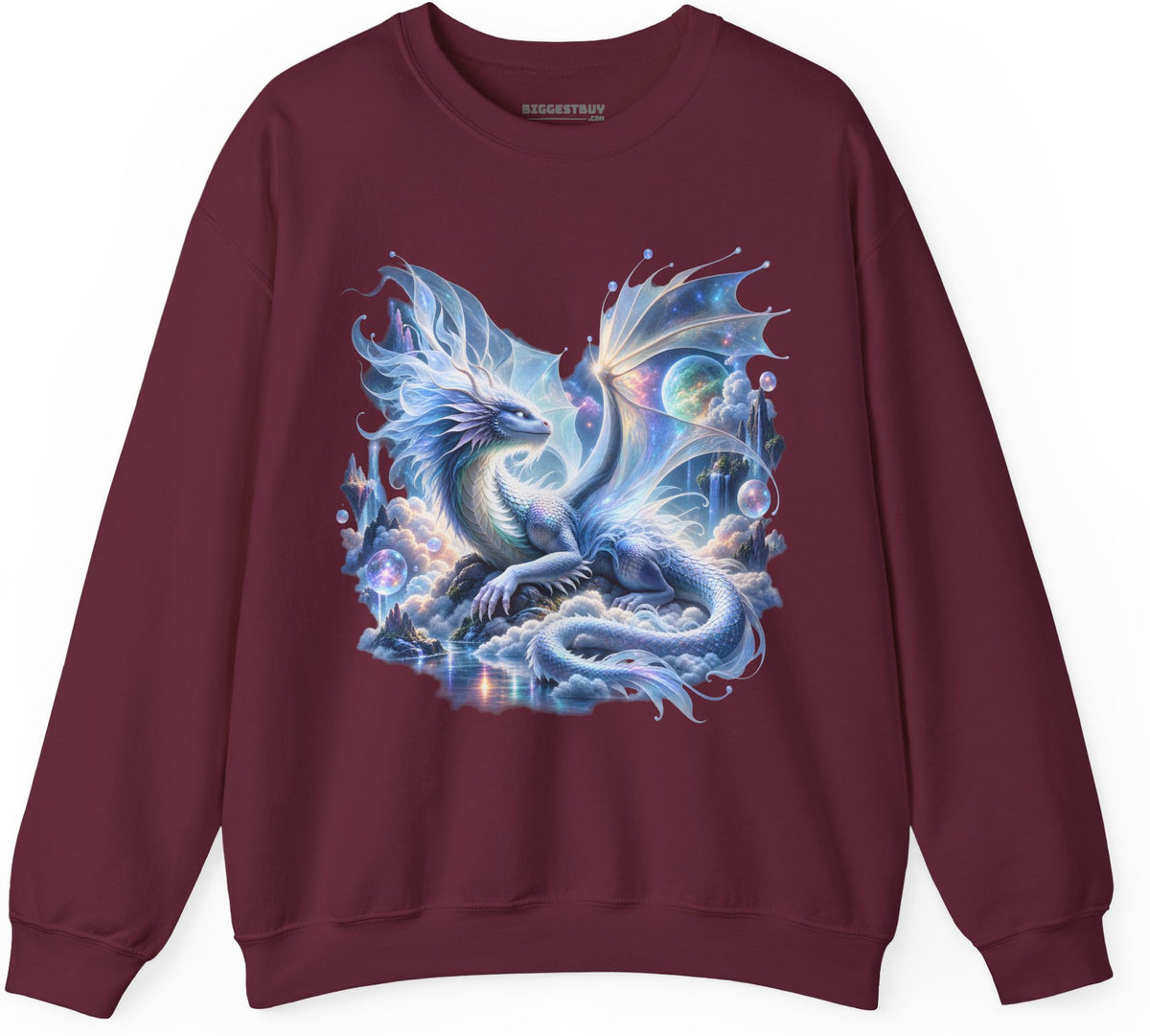 Skybound Serpent - Crewneck Sweatshirt in Maroon, front view
