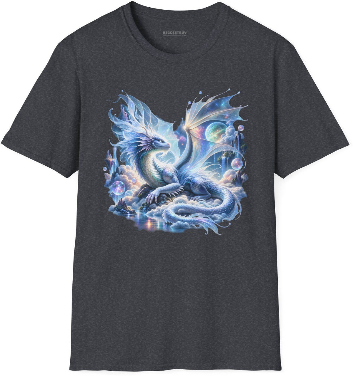 Skybound Serpent - Softstyle T-Shirt in Dark Heather Grey, front view