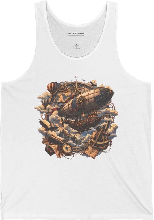 Skybound Voyager - Jersey Tank Top in White, front view
