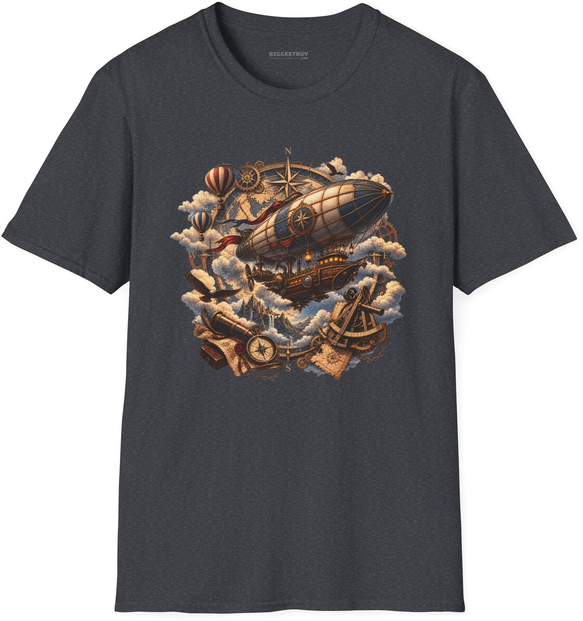 Skybound Voyager - Softstyle T-Shirt in Dark Heather Grey, front view