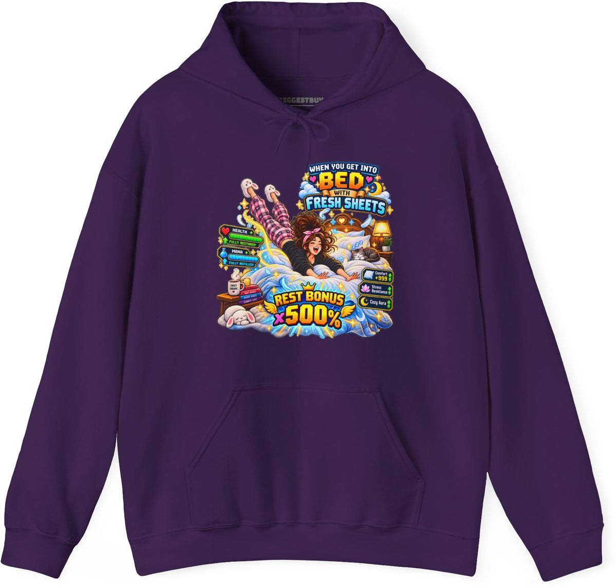 Sleepy Zone - Pullover Hoodie in Purple, front view
