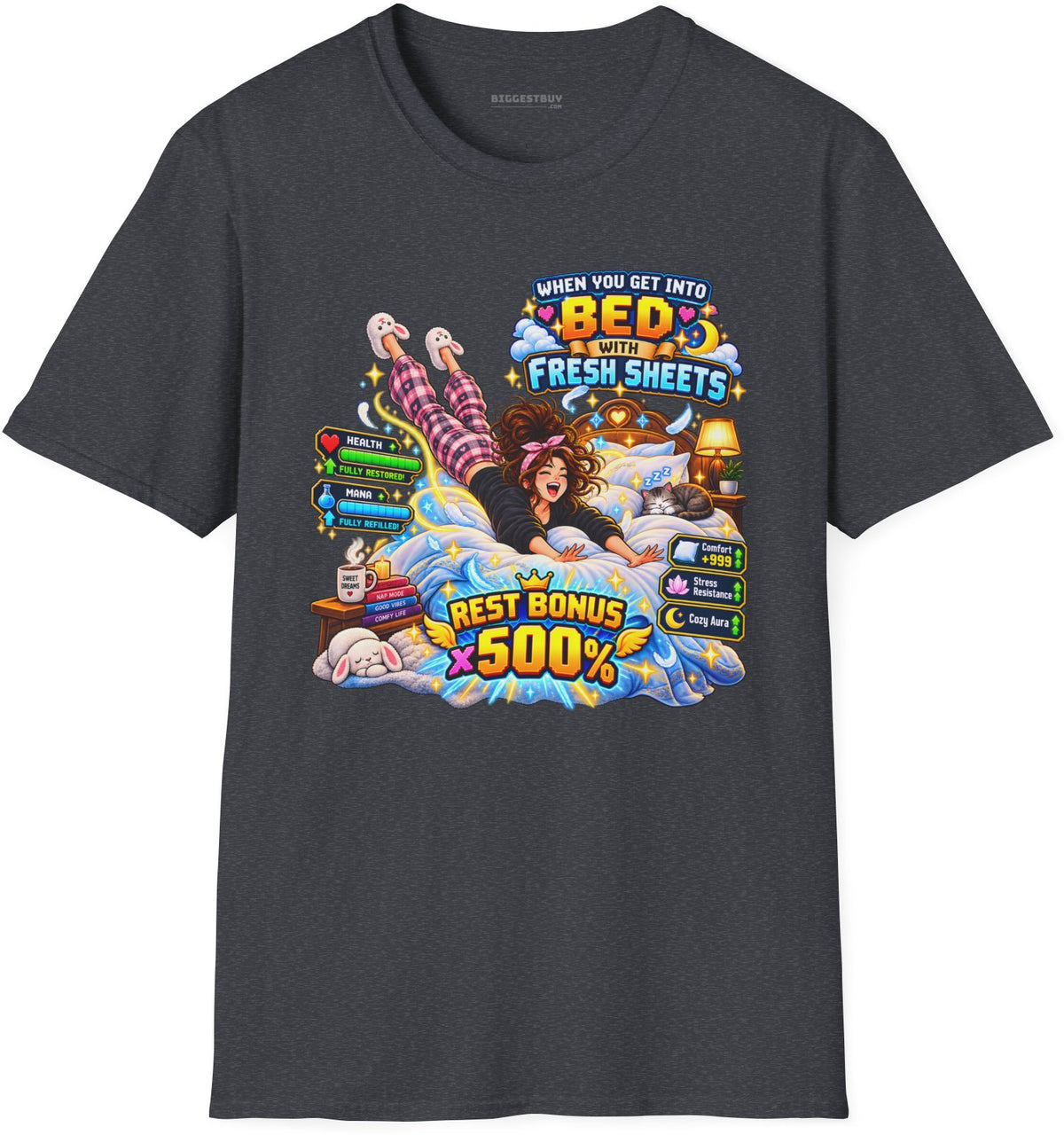 Sleepy Zone - Softstyle T-Shirt in Dark Heather Grey, front view