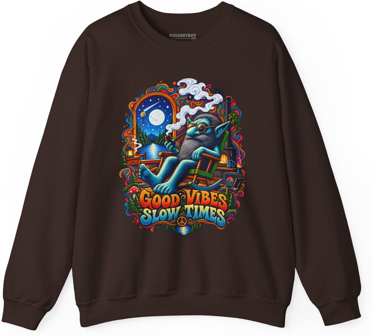 Slow Vibes - Crewneck Sweatshirt in Dark Chocolate, front view