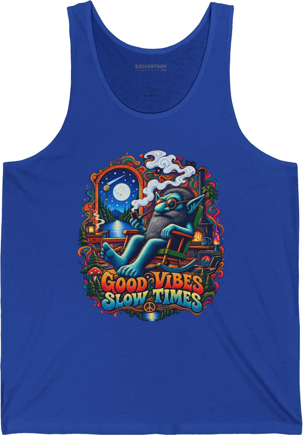 Slow Vibes - Jersey Tank Top in True Royal, front view