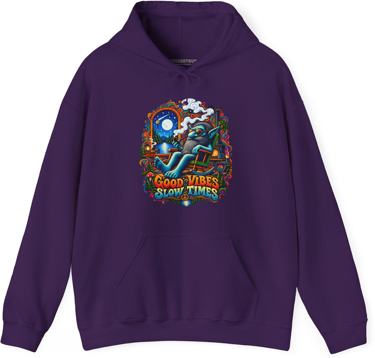 Slow Vibes - Pullover Hoodie in Purple, front view
