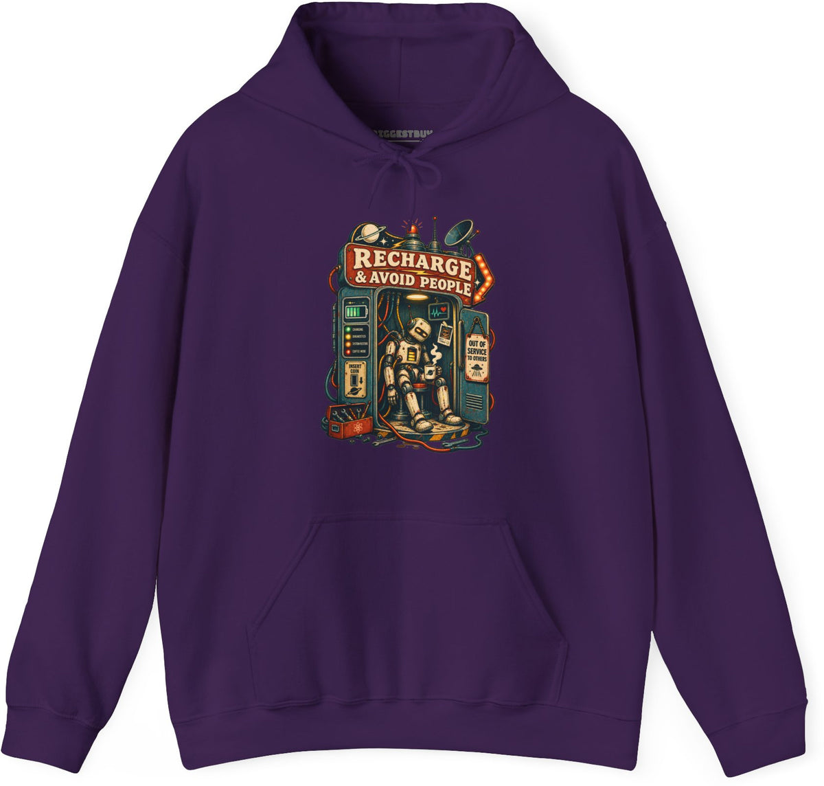 Social Recharge - Pullover Hoodie in Purple, front view