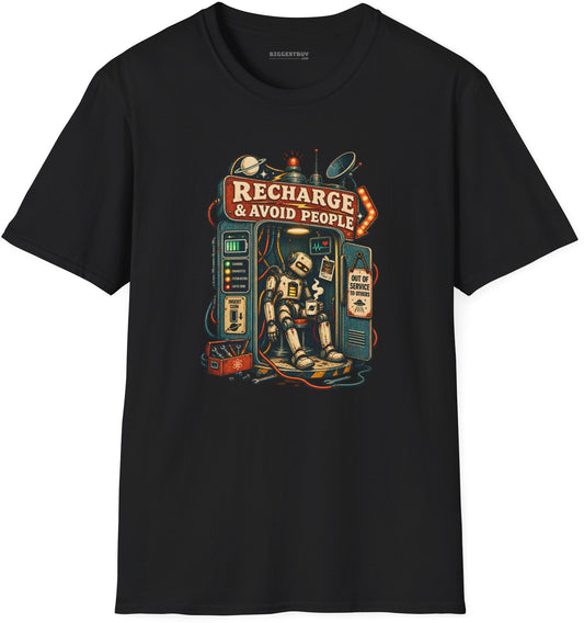 Social Recharge - Softstyle T-Shirt in Black, front view