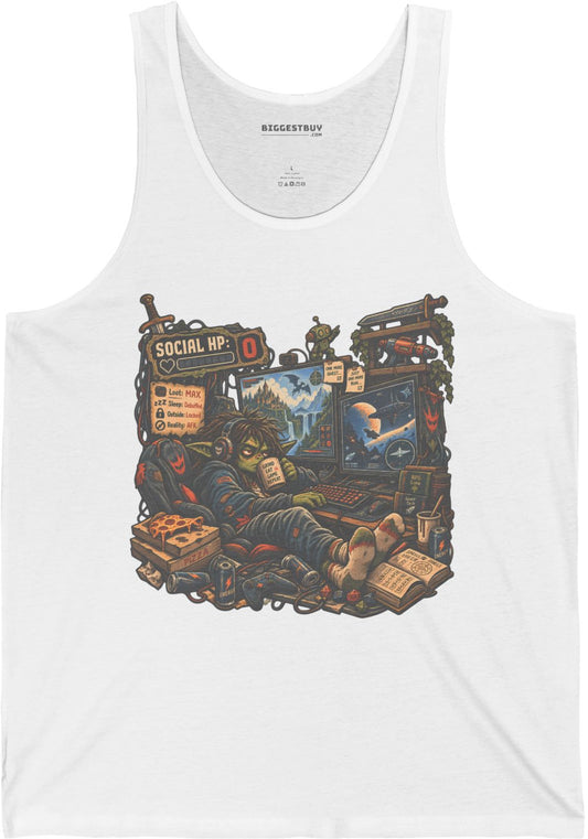 Social Zero - Jersey Tank Top in White, front view