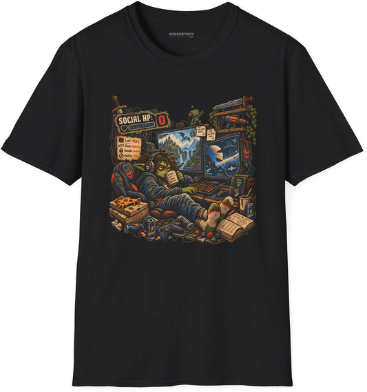 Social Zero - Softstyle T-Shirt in Black, front view