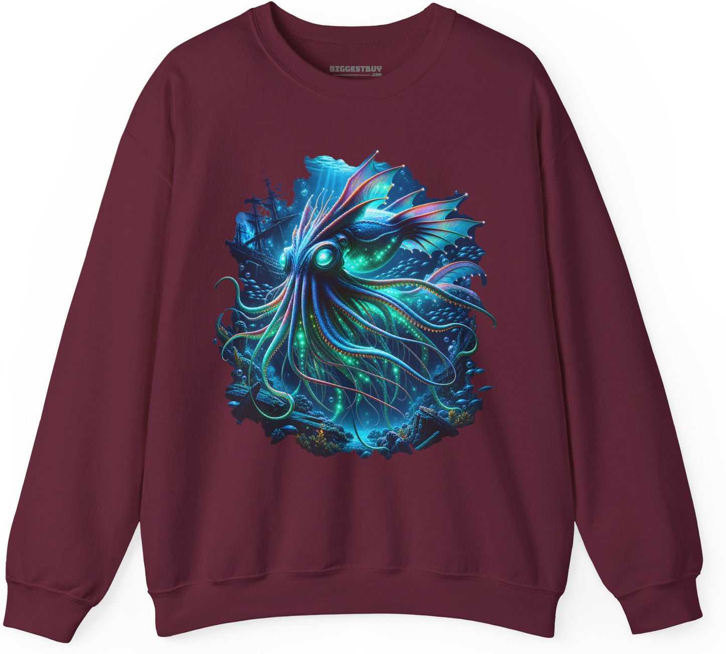 Squishy Octopus - Crewneck Sweatshirt in Maroon, front view