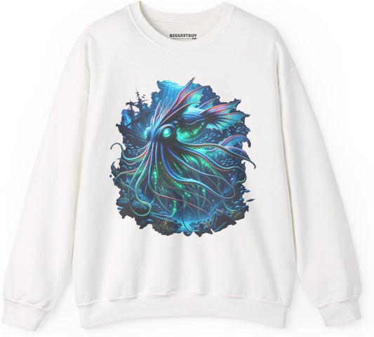 Squishy Octopus - Crewneck Sweatshirt in White, front view