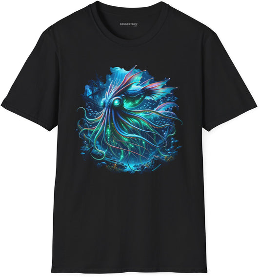 Squishy Octopus - Softstyle T-Shirt in Black, front view