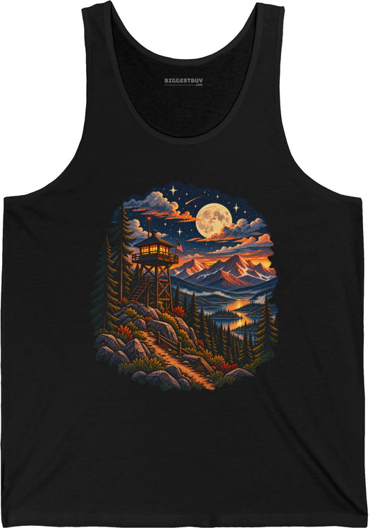 Star-Crossed Summit - Jersey Tank Top in Black, front view