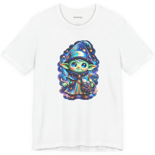 Starlit Sorcerer - Classic Jersey Tee in White, front view