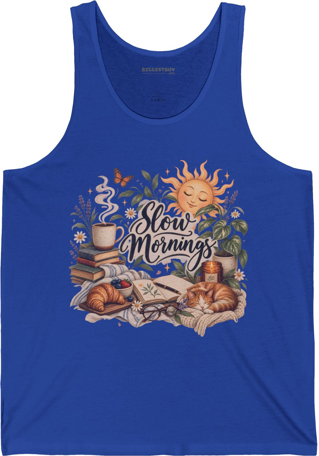 Sunrise Snuggles - Jersey Tank Top in True Royal, front view