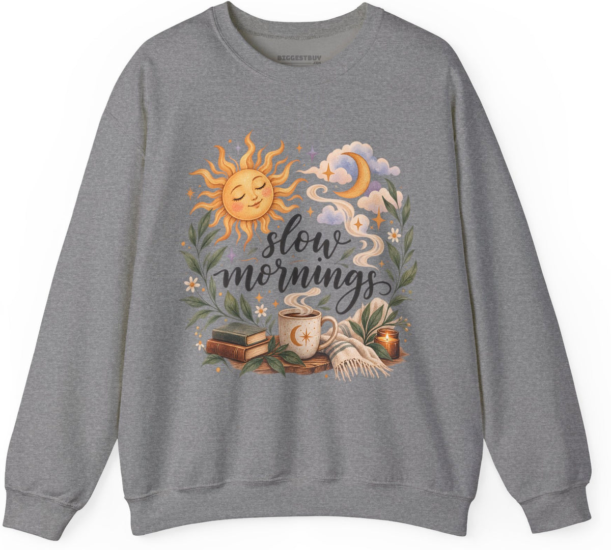 Sunshine Kisses - Crewneck Sweatshirt in Graphite Heather, front view