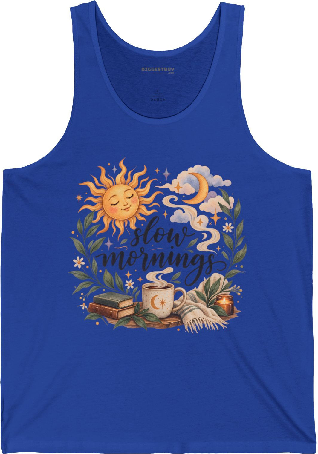 Sunshine Kisses - Jersey Tank Top in True Royal, front view