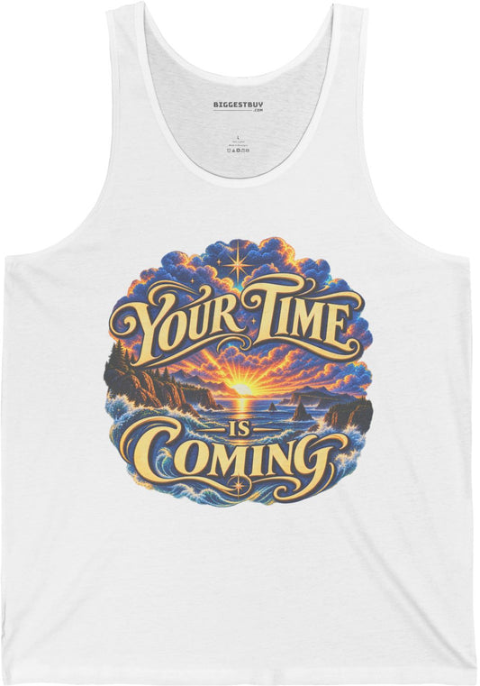 Times A-Comin - Jersey Tank Top in White, front view