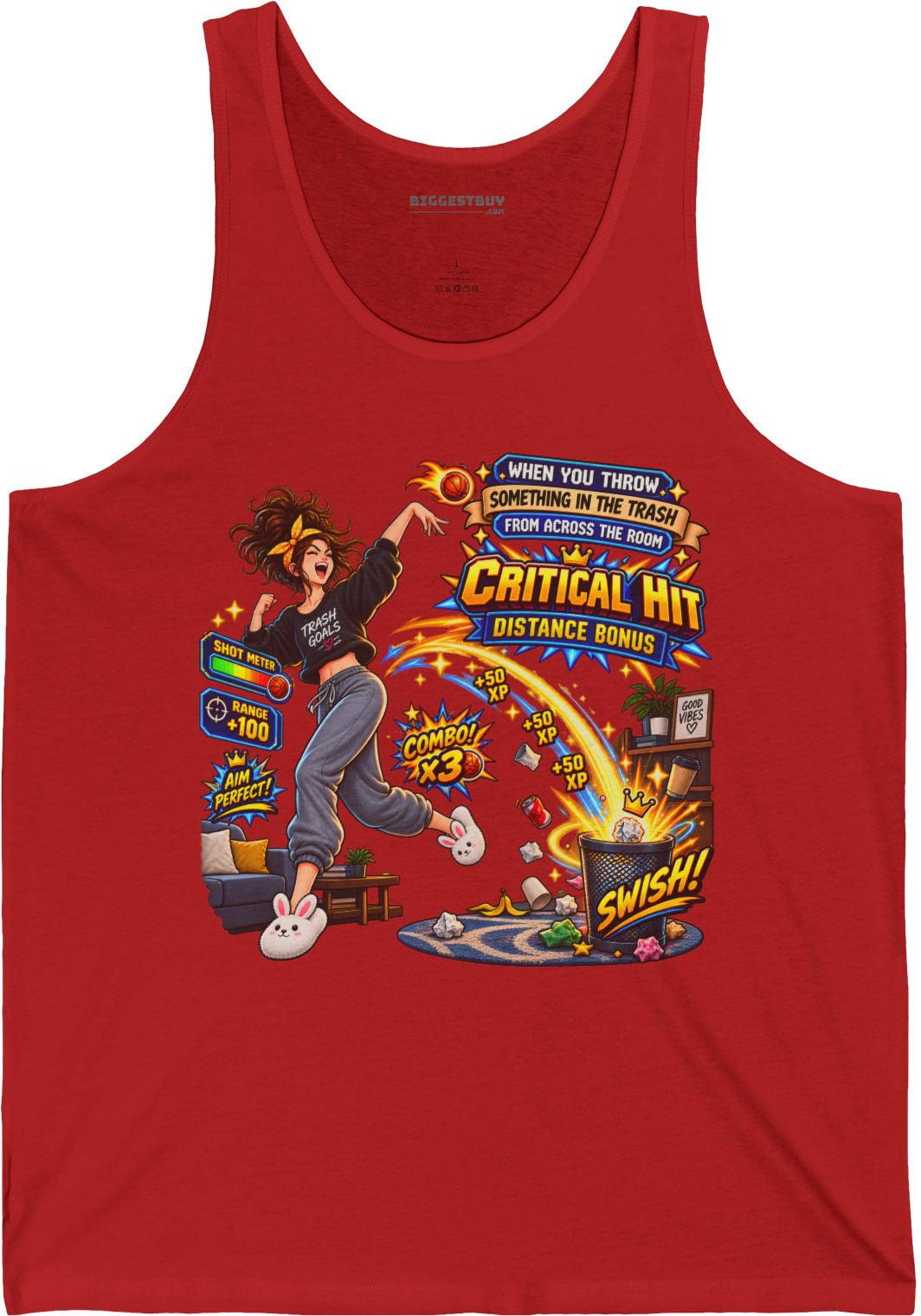 Trash Dance - Jersey Tank Top in Red, front view