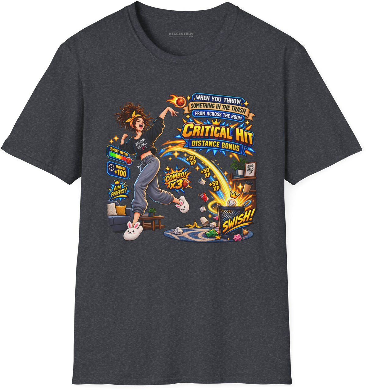Trash Dance - Softstyle T-Shirt in Dark Heather Grey, front view