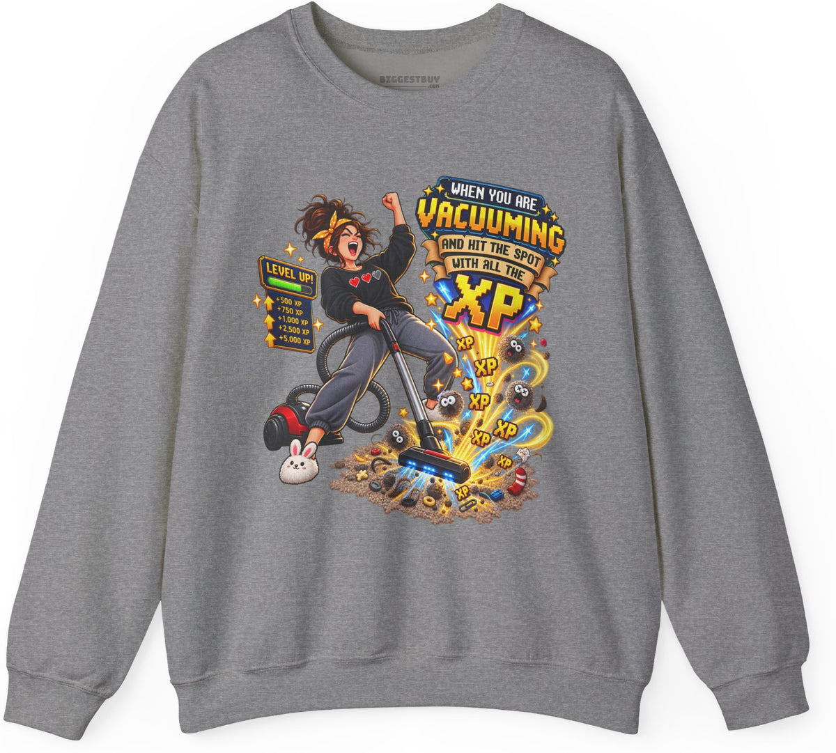 Vacuum Victory - Crewneck Sweatshirt in Graphite Heather, front view