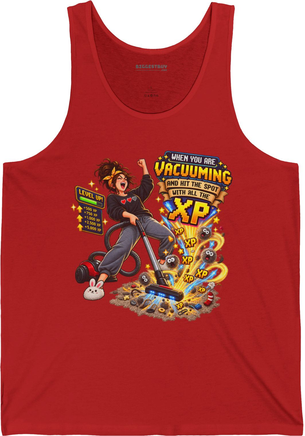 Vacuum Victory - Jersey Tank Top in Red, front view