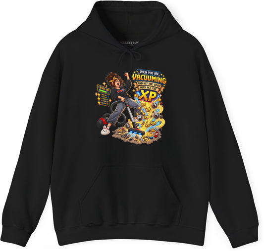 Vacuum Victory - Pullover Hoodie in Black, front view