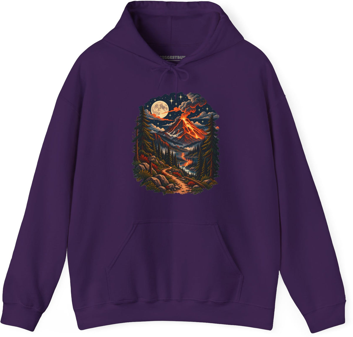 Volcanic Visions - Pullover Hoodie in Purple, front view