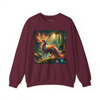 Bluza dresowa | Unisex | Okrągły dekolt | Gruba mieszanka | Mistyczna fantazja | Ognisty jeleń
