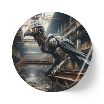 Stickerlabelrol | Rond | Steampunk | Klokwerk Mechanica | Raaf