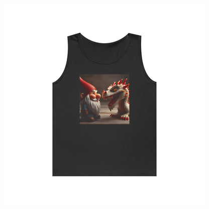 Camiseta de tirantes | Unisex | Algodón grueso | Fantasía Mitológica | Gnomo y Dragón