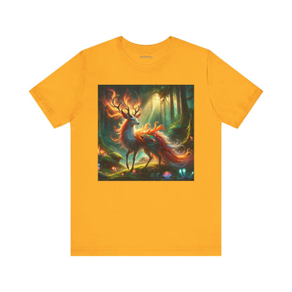 T-shirt | Unisex | Maglietta in jersey | Manica corta | Mitologia Fantastica | Cervo di Fuoco