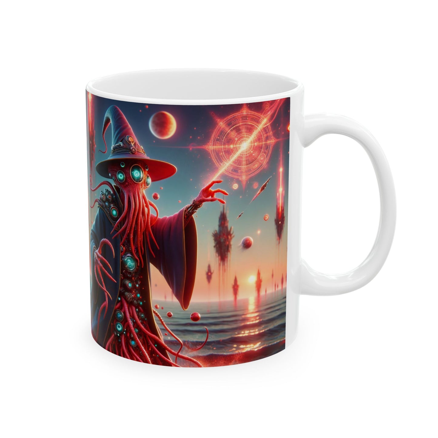 Taza | Cerámica | Blanca | Horror Cósmico | Mago Lovecraftiano