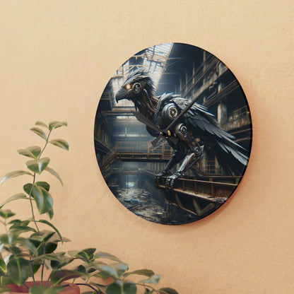 Horloge murale | Acrylique | Ronde ou carrée | Steampunk | Rétrofuturisme | Corbeau