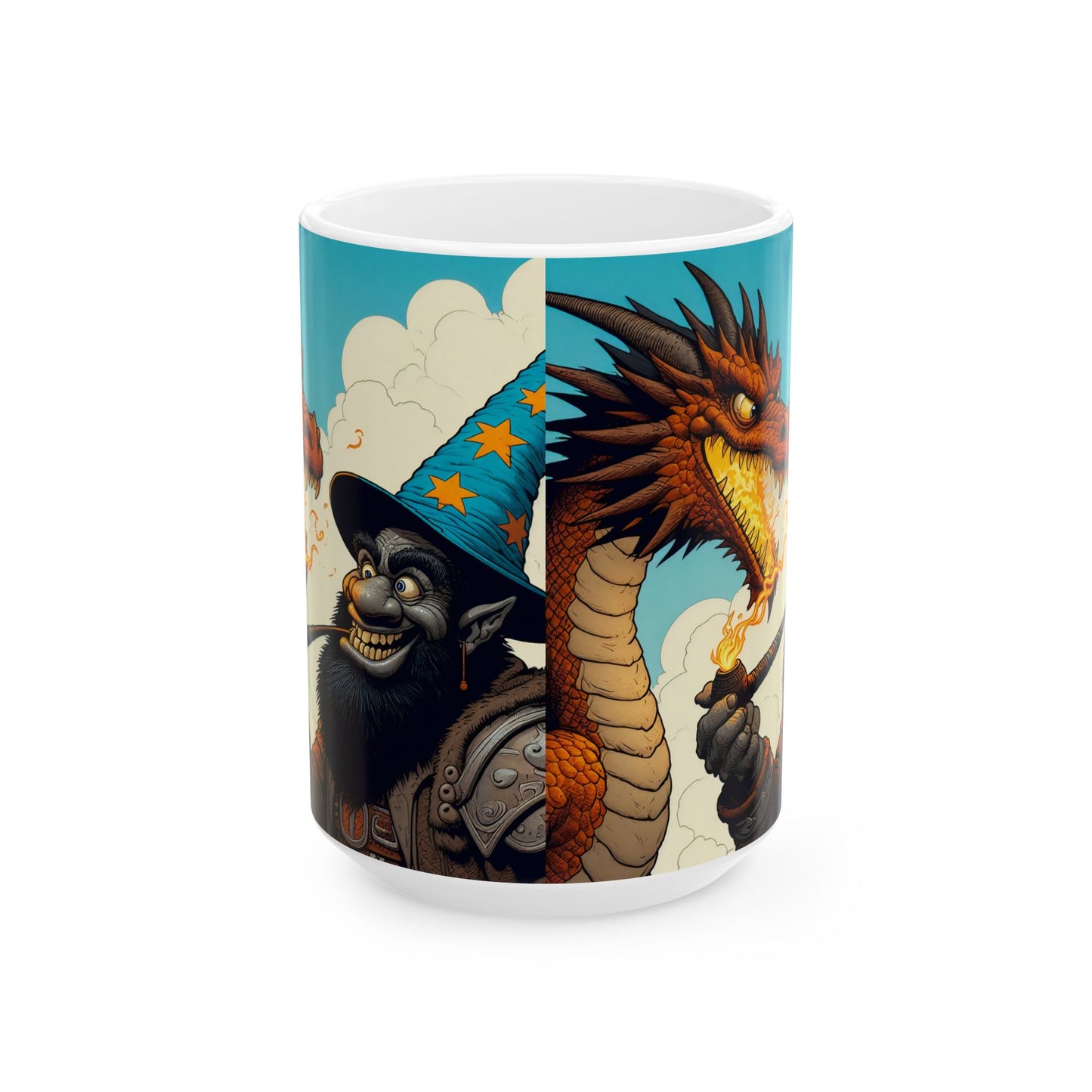 Taza | Cerámica | Blanca | Fantasía Épica | Duelo Mágico | Dragón