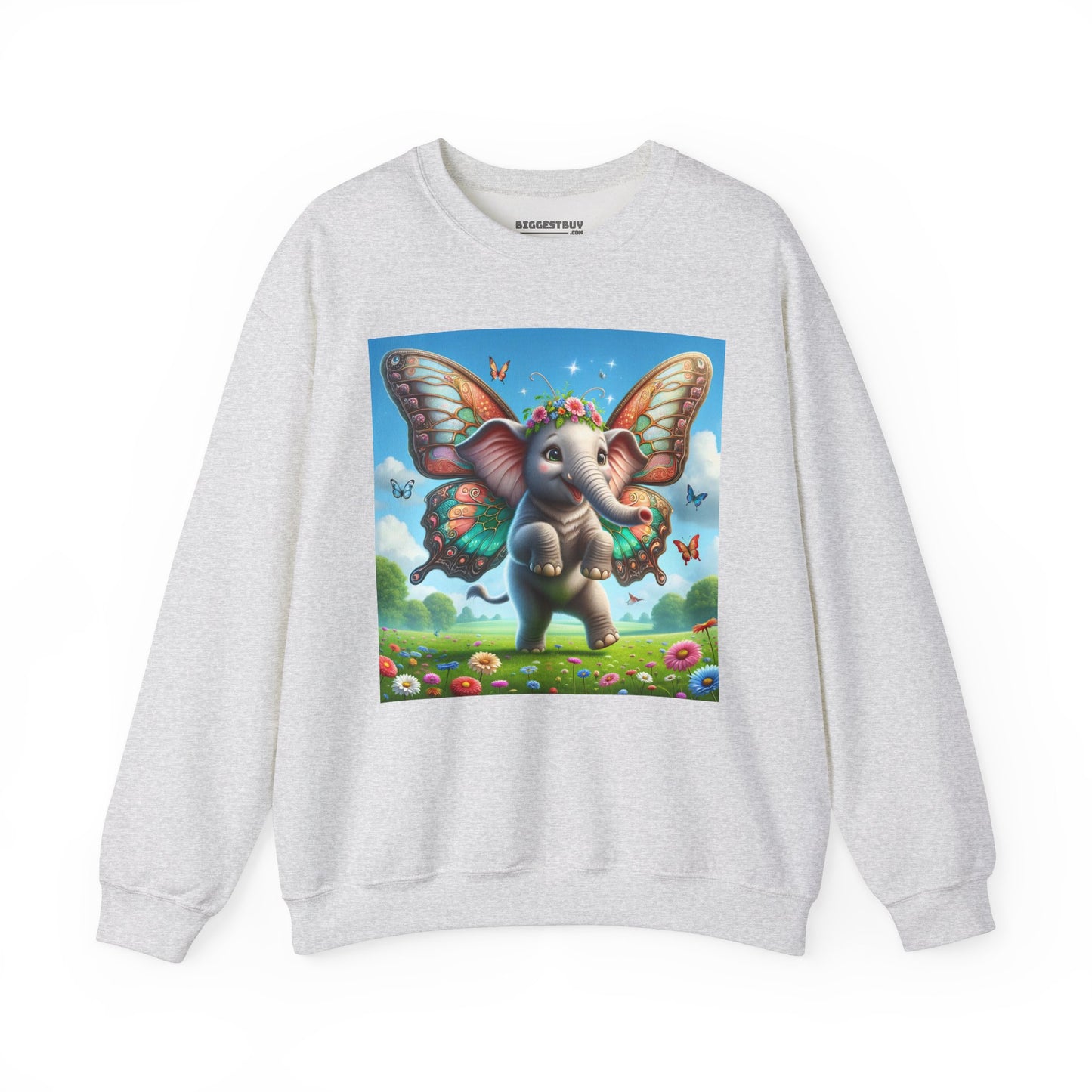 Bluza dresowa | Unisex | Okrągły dekolt | Gruba mieszanka | Baśniowa fauna | Airavata | Słonik