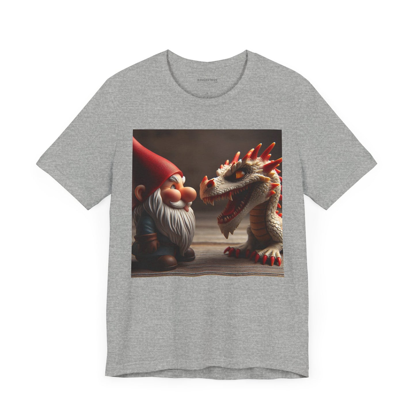 Camiseta | Unisex | Camiseta de punto | Manga corta | Fantasía Mitológica | Gnomo y Dragón