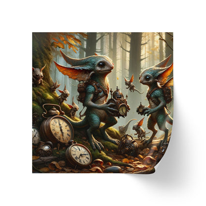 Stickerlabelrol | Vierkant | Steampunk Feeën | Boswachters
