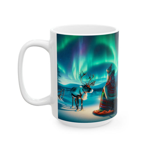 Taza | Cerámica | Blanca | Folclore Nórdico | Chamán Sami