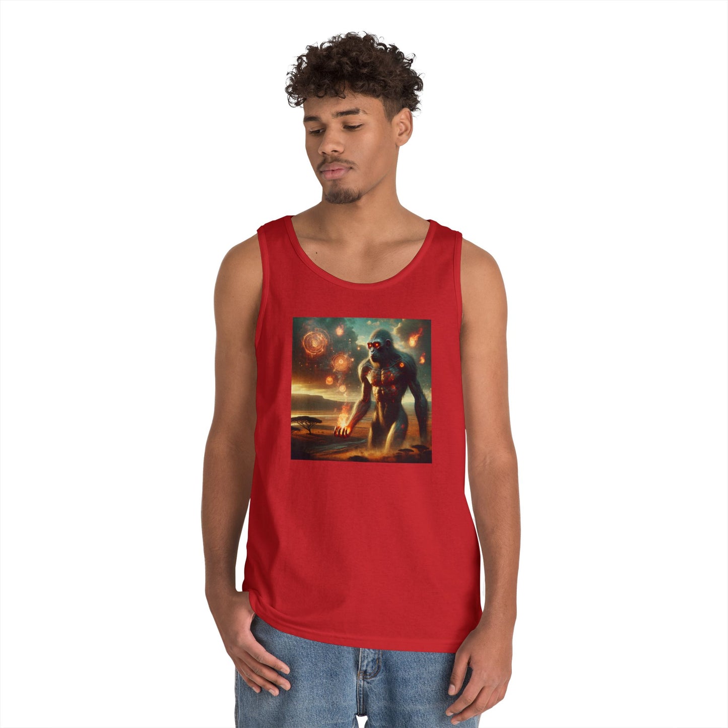 Tank Top | Unisex | Katun Tebal | Mitos Titan Api | Dewa Primordial