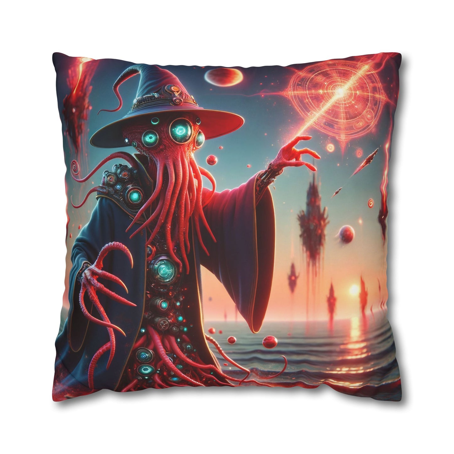 Kussensloop | Vierkant | Polyester canvas | Lovecraftiaanse Horror | Illithid